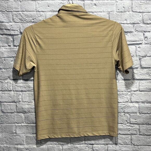 Nike Tiger Woods Men Golf Polo 1/4 Zip Brown Beige Striped Shirt‎ Size Large - Picture 3 of 8